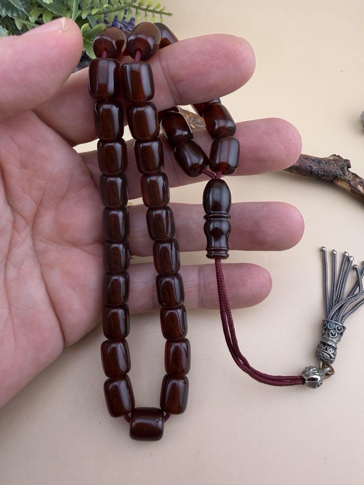 Antique Pressed Amber Islamic Tasbih 33 Prayer Rosary مسبحة مسباح كهرب انتيك كبس