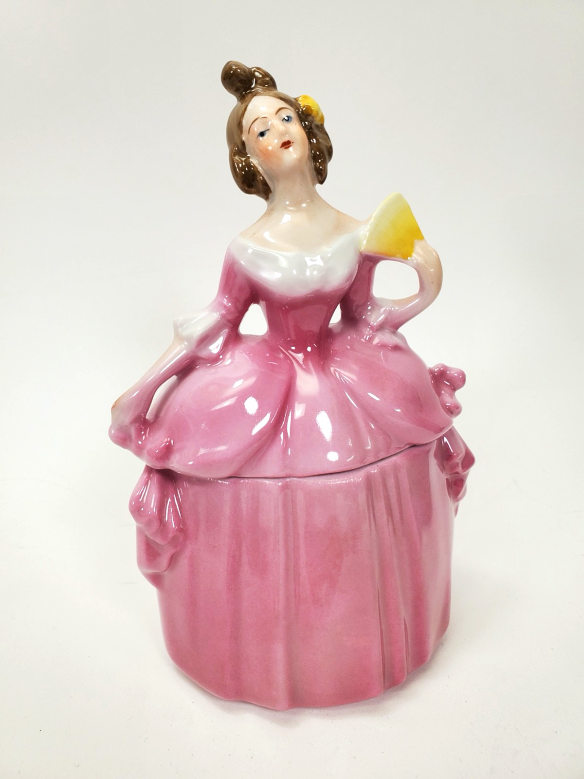 1930s/40s Porcelain Erphilia Madame Pompadour Dresser/Powder Box 6.5\