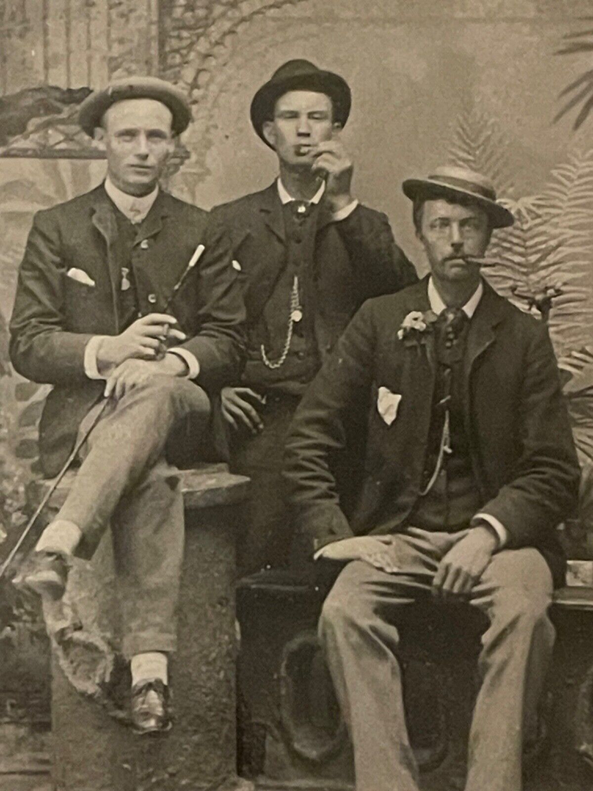 Tintype Photo Photograph Men Smoking Cigars Well Dressed