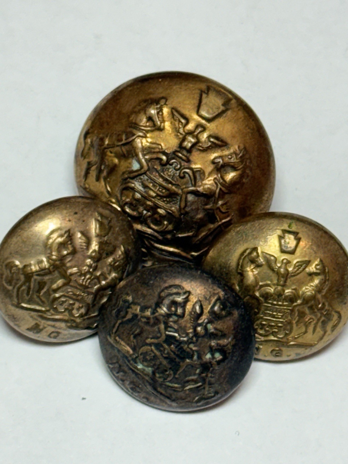 Pennsylvania National Guard Buttons~Lot Of 4 Inscription On Back 1880’s/1890’s