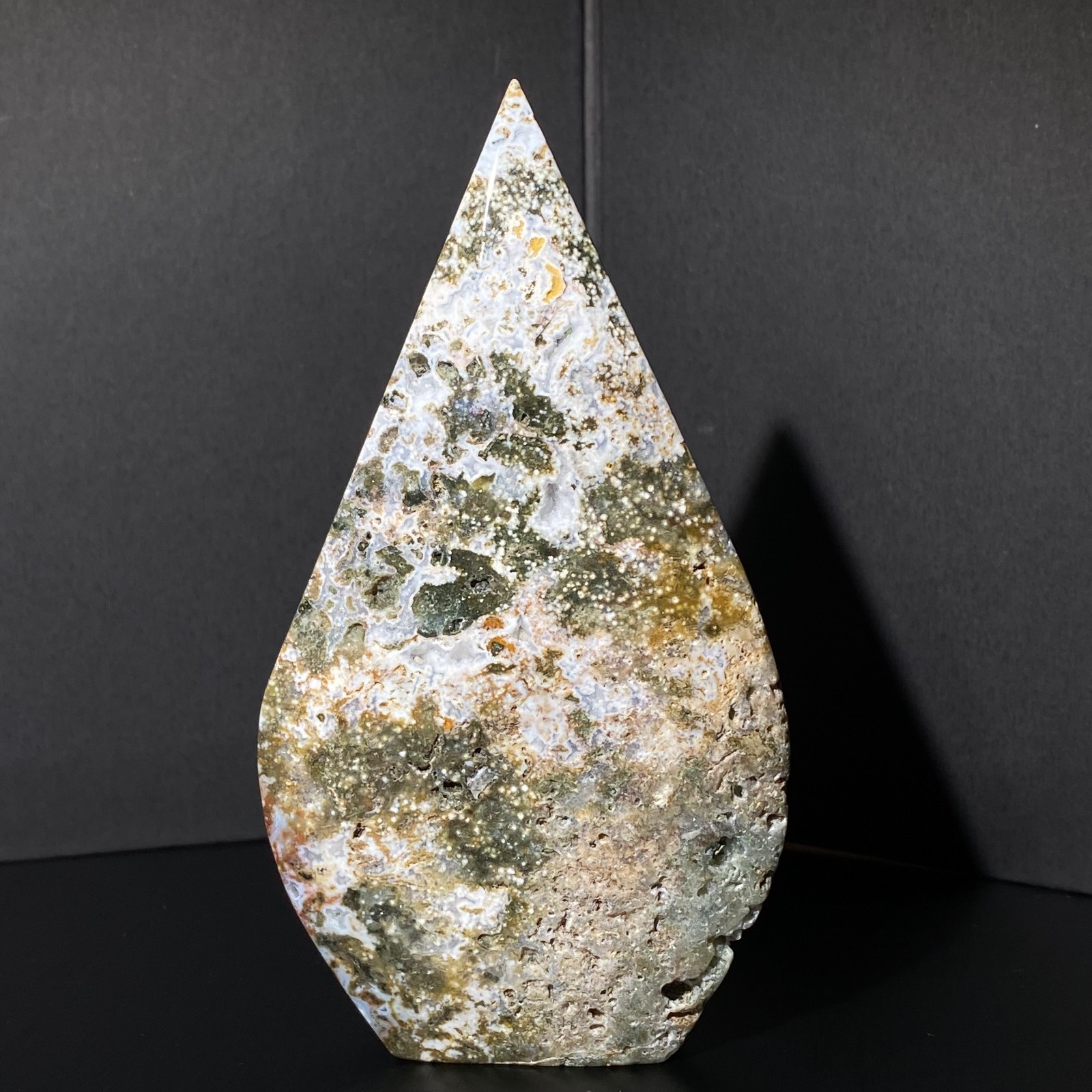 380g RARE Ocean Jasper Tear Drop Tower Crystal Quartz Stone Point Healing R 380g RARE Ocean Jasper Tear Drop Tower Crystal Quartz Stone Point Healing R
