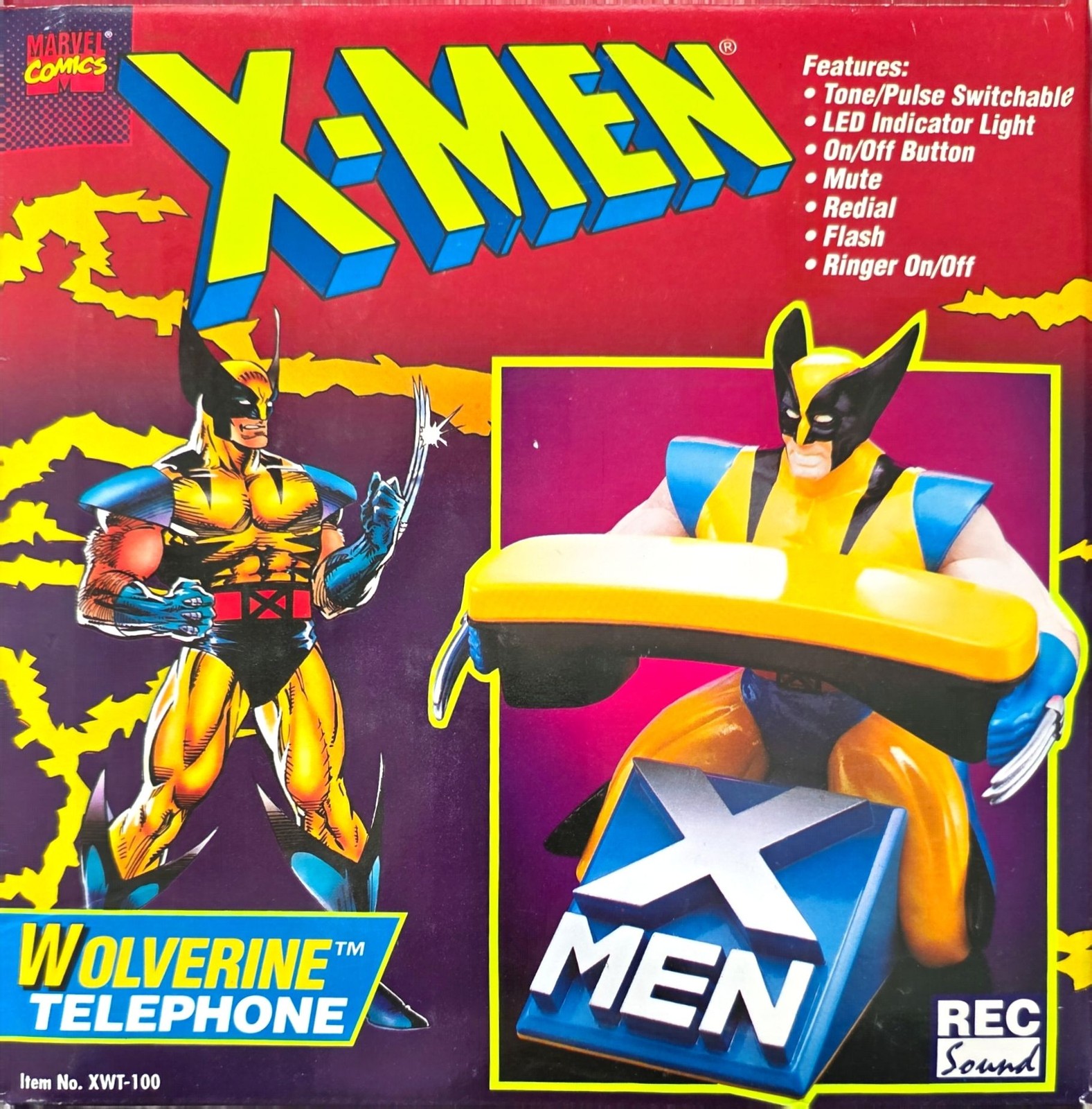 Vintage 1990s Marvel Comics Wolverine Landline Telephone in Box