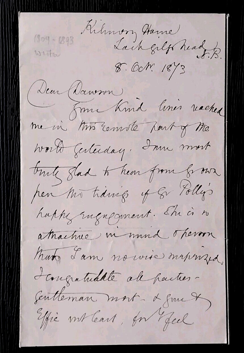 LADY ELIZABETH EASTLAKE AUTOGRAPHED SIGNED ORIGINAL LETTER EFFIE GRAY CONTENT B