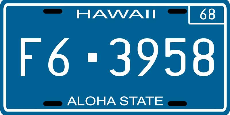 Hawaii Five-0 1968 Hawaii License plate