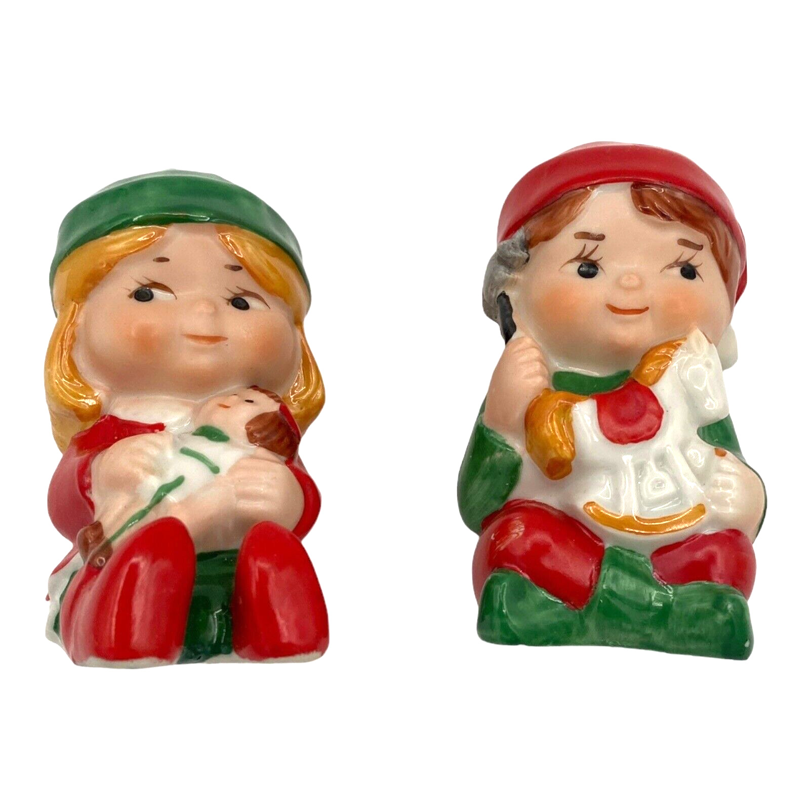 Vintage 1983 Avon Boy and Girl Elf Salt and Pepper Shakers Christmas Holiday 