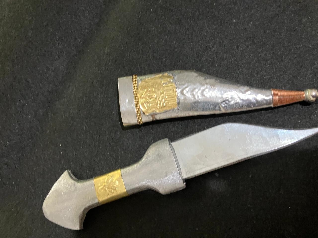 Jordanian Jambiya Knife - Bedouin Dagger with Double-Edged Carbon Steel Blade