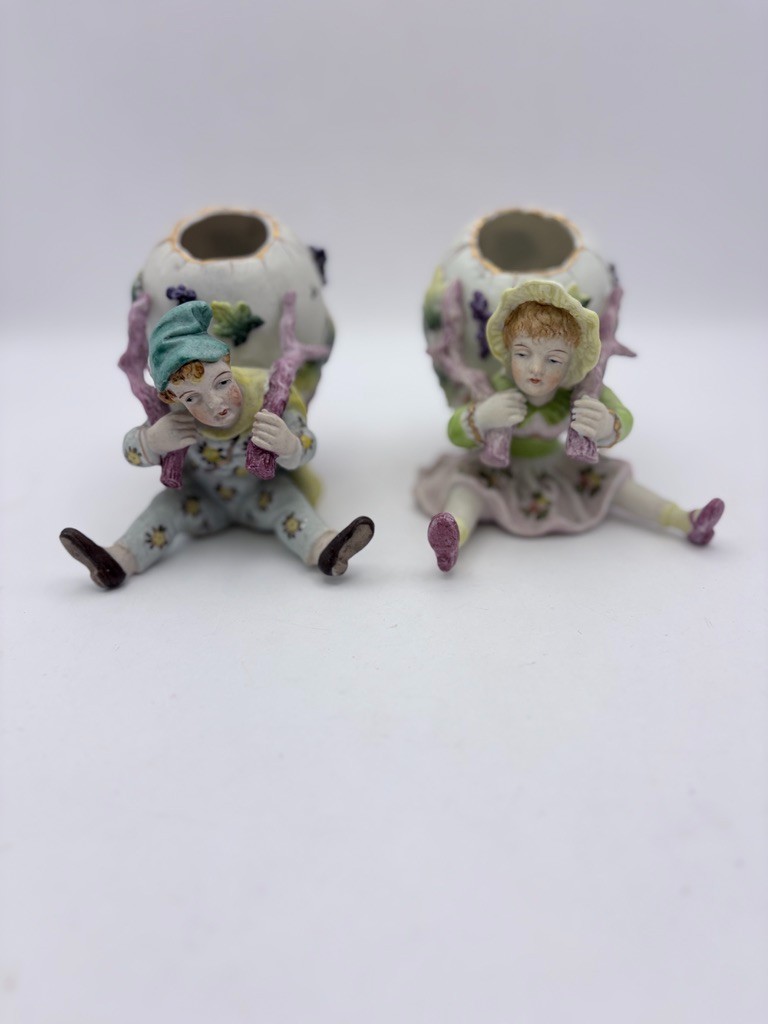 Vintage Lenwile Ardalt Japan Boy & Girl with Egg Basket Figurines #6434