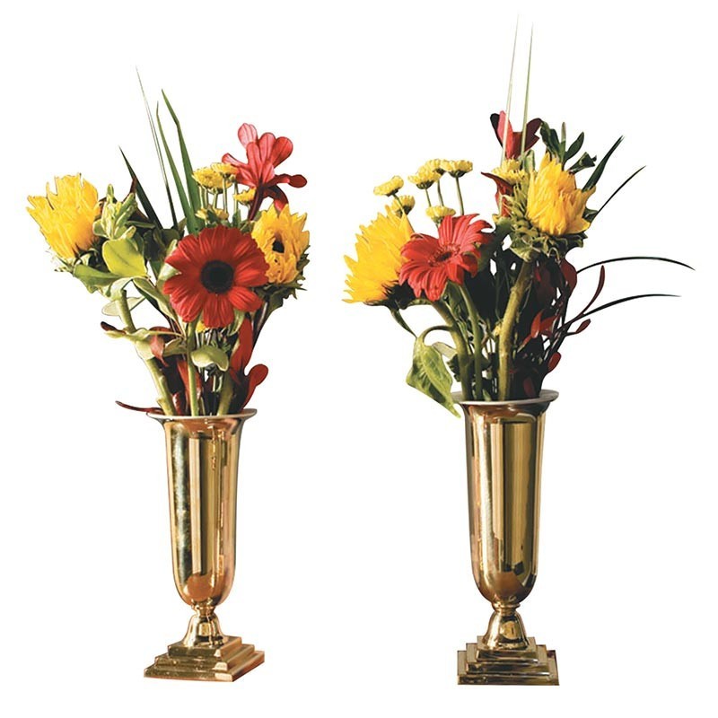 Brass Altar Vases With Aluminum Liners Religious Church Floral Decor Set