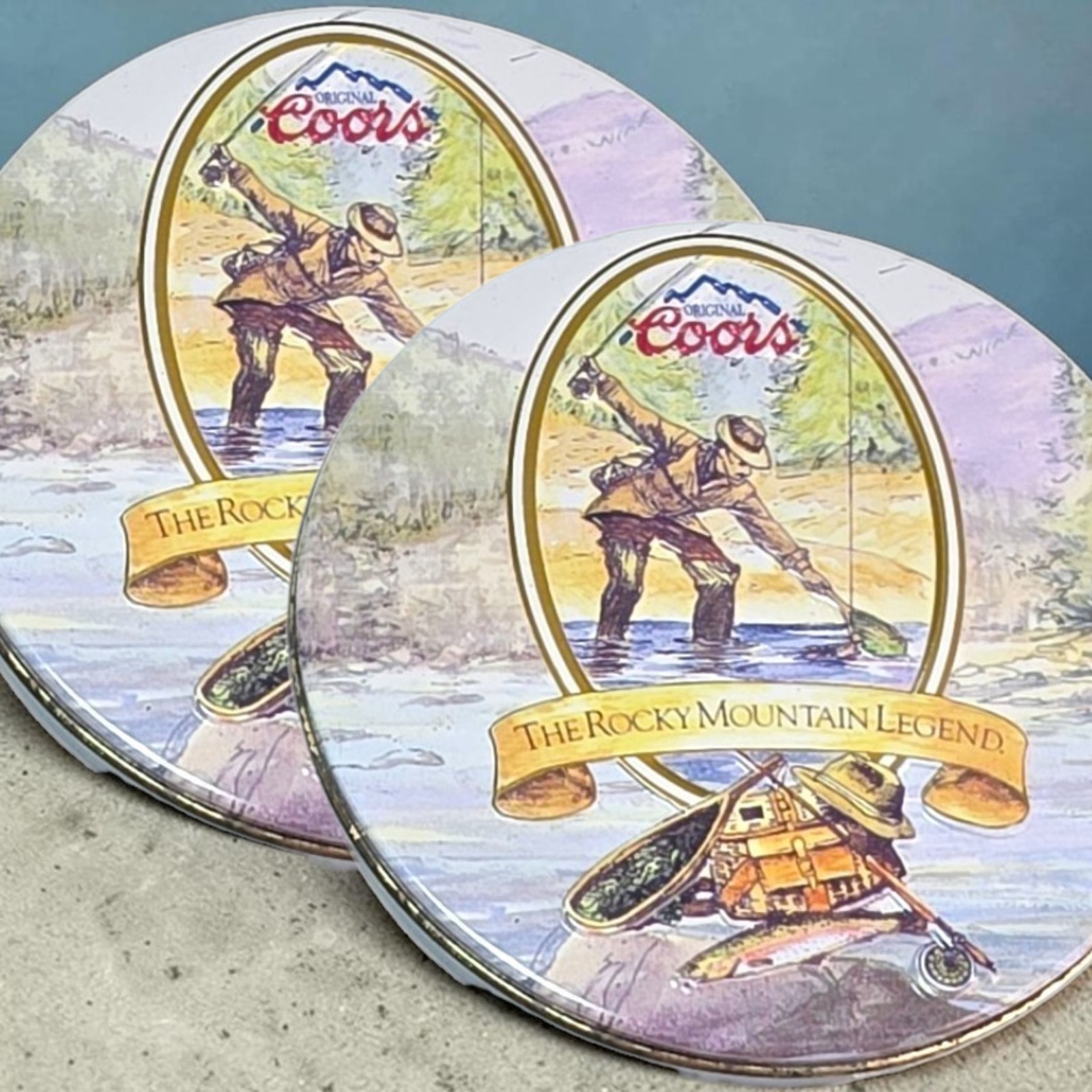 Vintage 1993 Coors Beer Rocky Mountain Legend Fly Fishing Coaster Tin Lot NEW Vintage 1993 Coors Beer Rocky Mountain Legend Fly Fishing Coaster Tin Lot NEW
