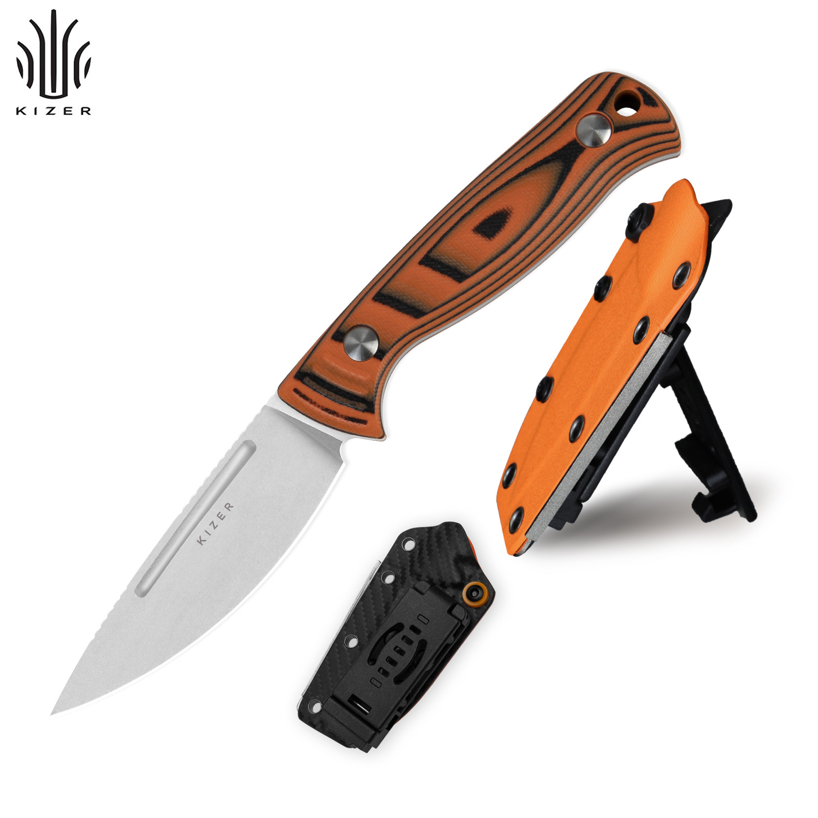 Kizer Ewanki 2 Fixed Knife AEB-L Willow-leaf Blade G10 Handle + Sheath 1098A1