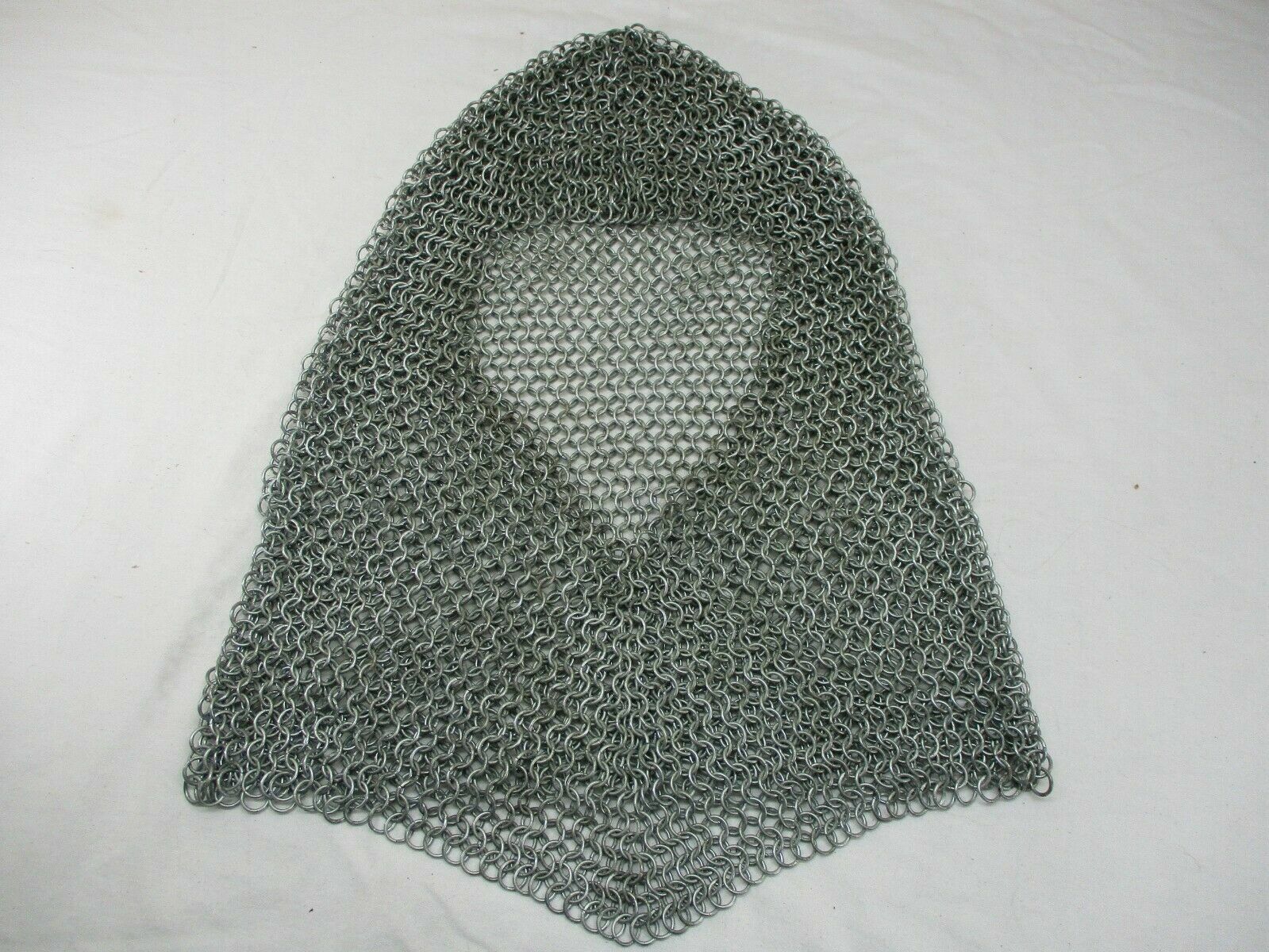 Vintage Heavy Metal Medieval 10mm Butted Chainmail Mesh Armor Hood V- Neck