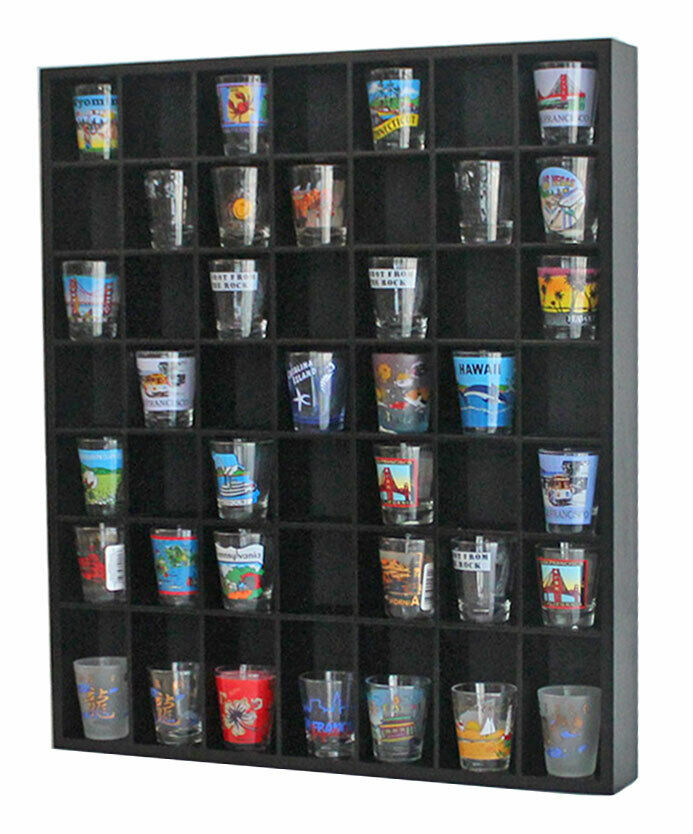 Shot Glass Display Case Rack Wall Shelves Shadow box, No Door, MH39