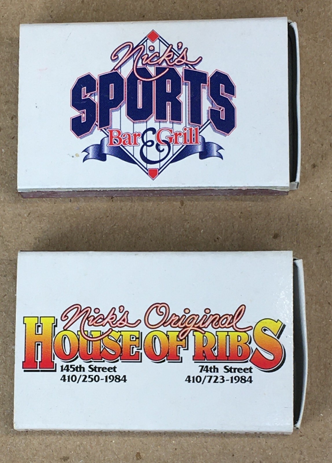 2  NICK\'S SPORTS BAR & GRILL  OCEAN CITY, MD   MATCHBOXES  NO MATCHES - BOX ONLY