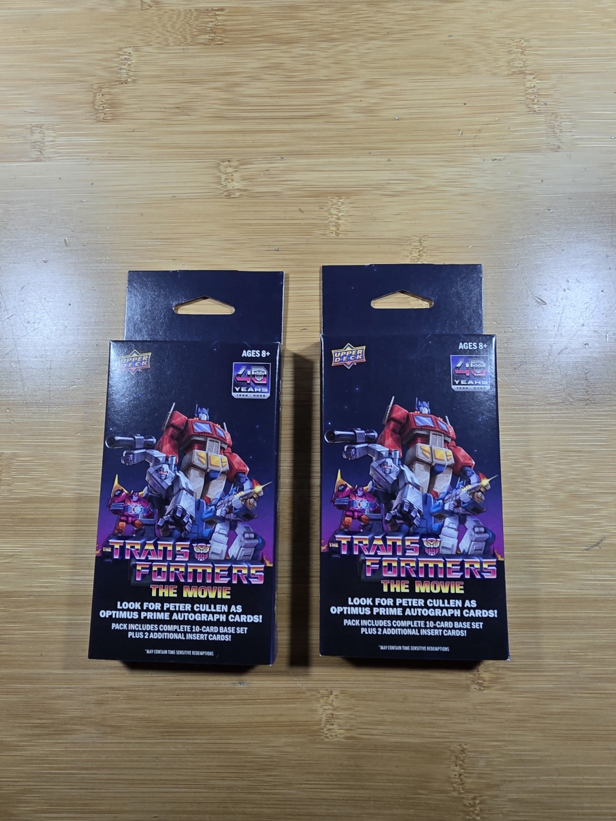 Upper Deck Transformers The Movie  40th Anniversary Trading Cards x 2 