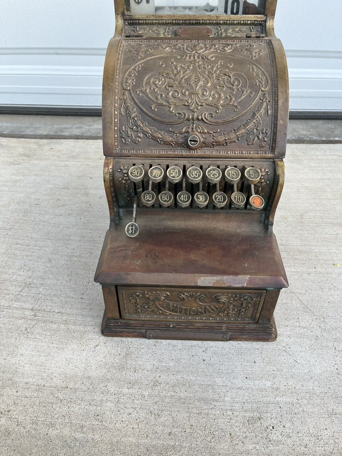 Antique National 311 Bronze And Oak Cash Register.