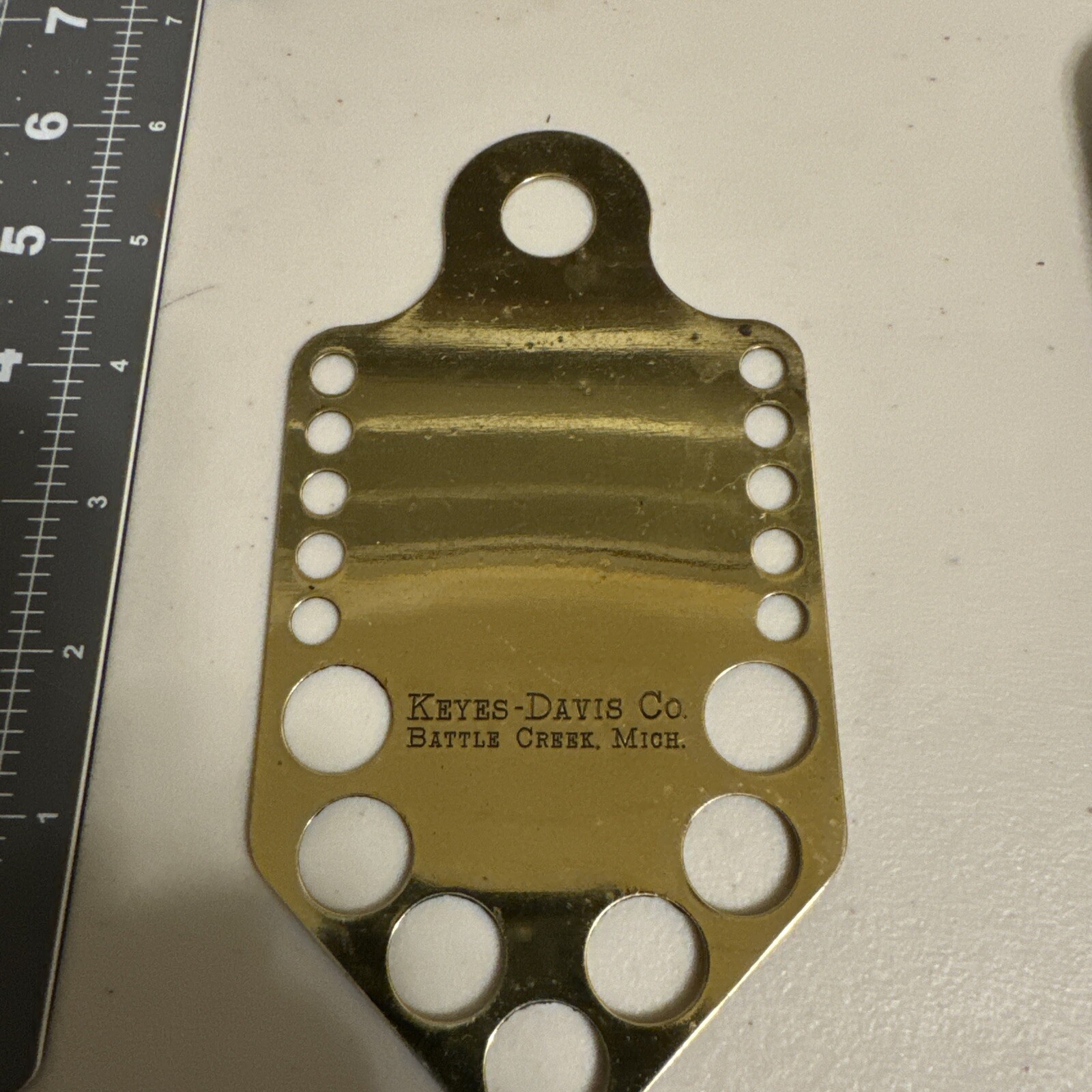 VTG KEYES-DAVIS Laundry Pin HOLDER,  Battle Creek, Michigan, Brass VTG KEYES-DAVIS Laundry Pin HOLDER,  Battle Creek, Michigan, Brass
