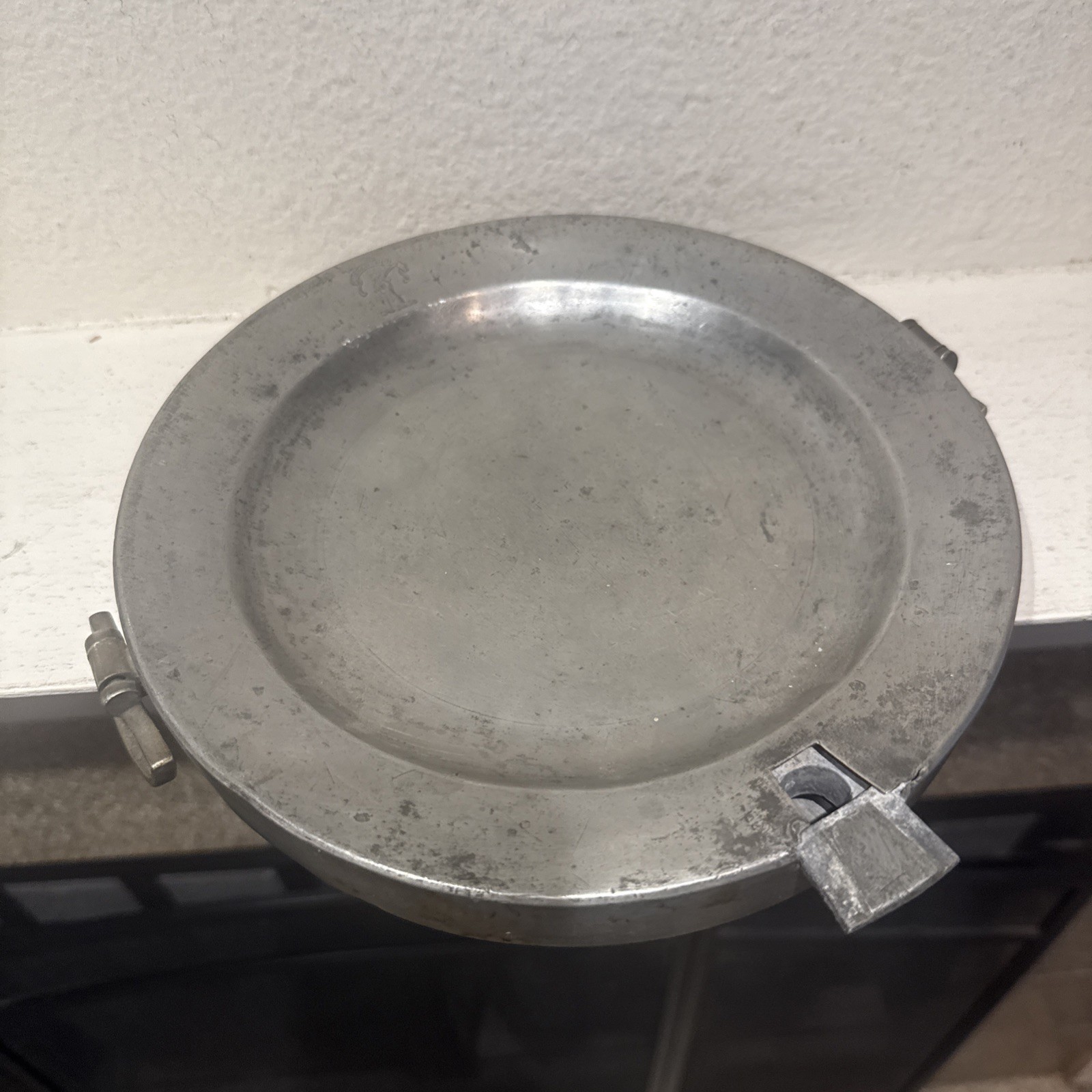 Antique c1750 English Pewter Hot Water Warming Plate