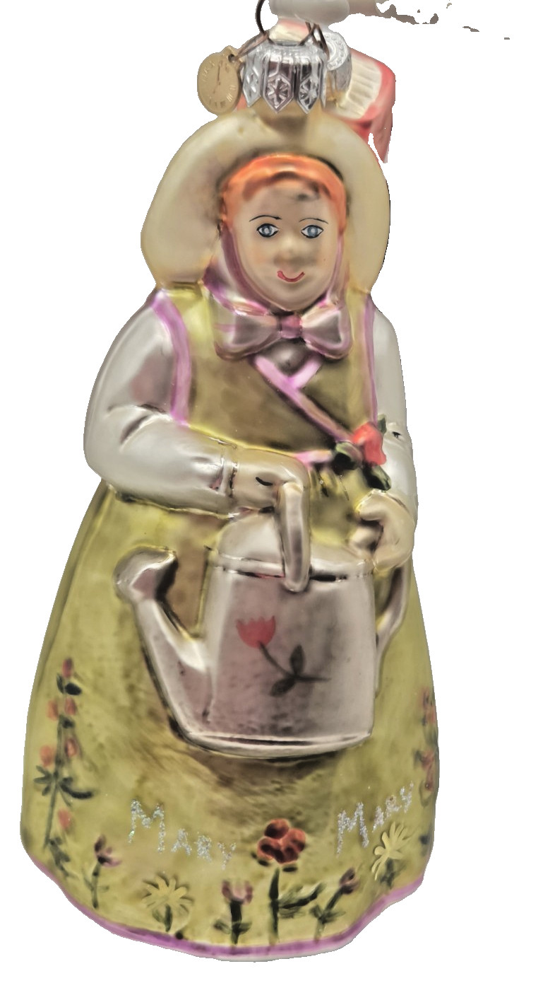 Vintage Dept 56 Mary Mary Quite Contrary Glass Ornament 6.3in Poland Storybook