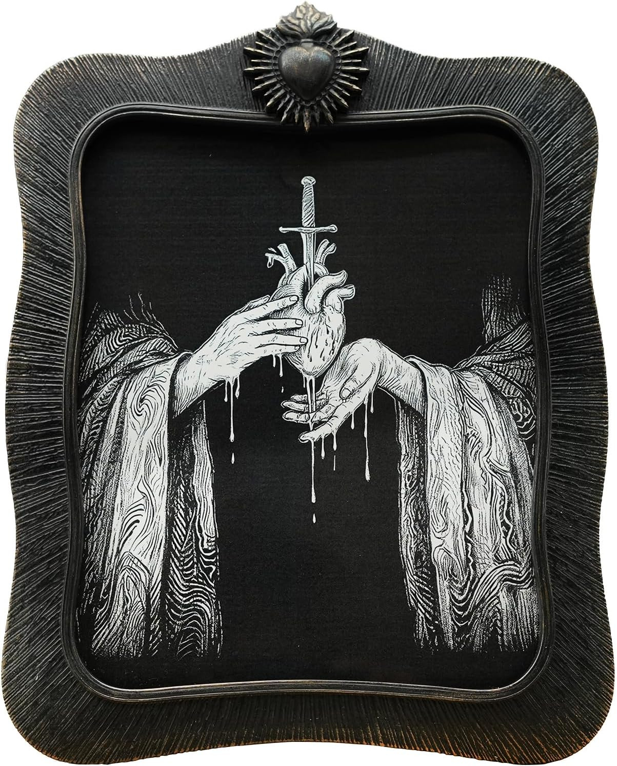 8x10 Vintage Picture Frame, Antique Black Ornate Gothic Photo Frame for Wall Han