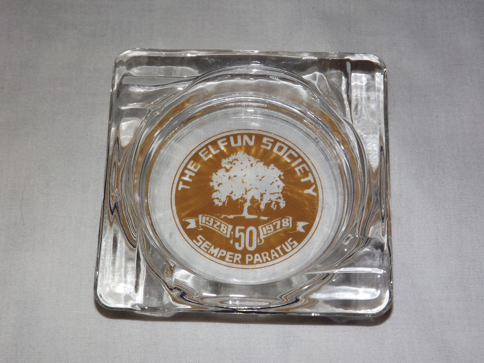 VINTAGE TOBACCO CIGARETTES 1928-1978 THE ELFUN SOCIETY SEMPER PARATUS  ASHTRAY