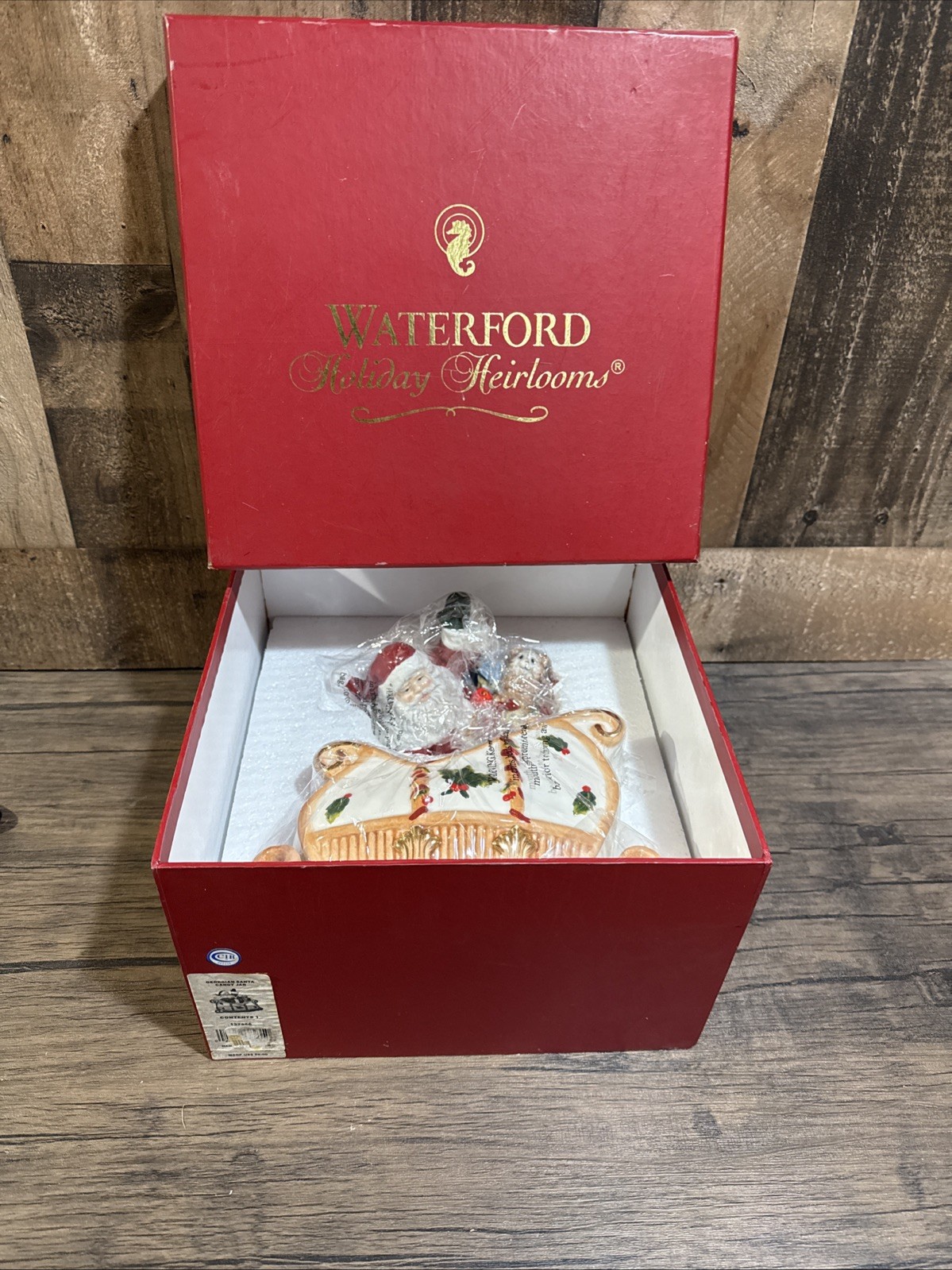 Waterford Santa Sleigh Holiday Heirlooms Candy Jar Georgian Christmas NIB