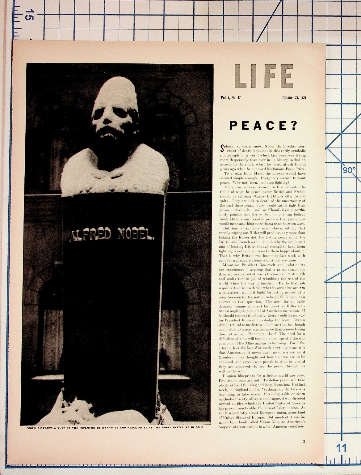 1939 LIFE Magazine WWII Peace Plan Alfred Nobel World Union Streit 1939 LIFE Magazine WWII Peace Plan Alfred Nobel World Union Streit