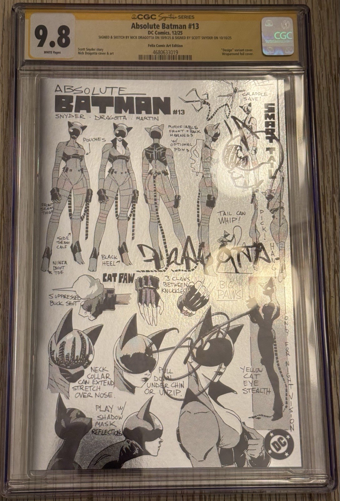 Absolute Batman 13 Felix Design Variant CGC 9.8 Signed Snyder Dragotta NYCC