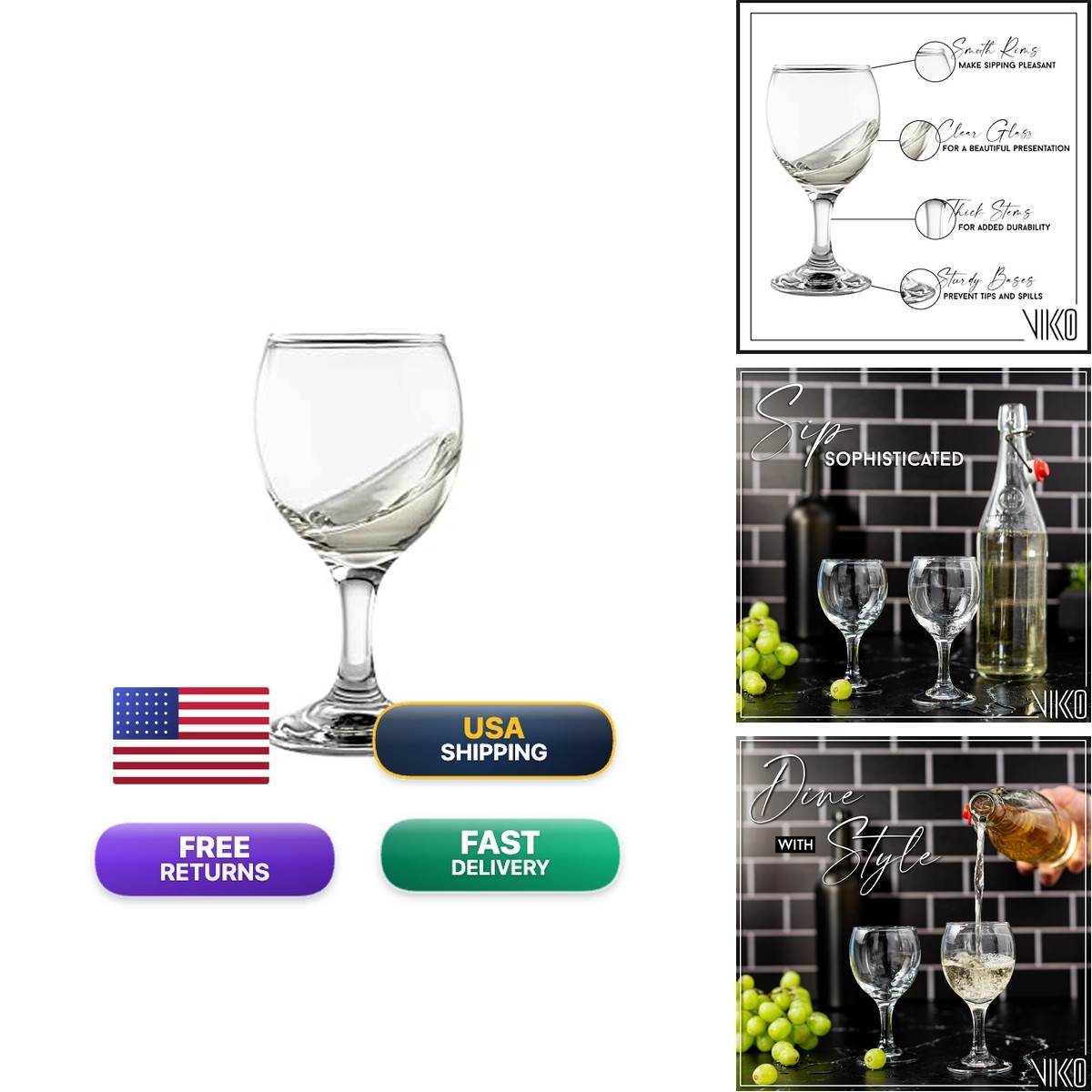 Vikko 5.5 Ounce Wine Glasses Set of 12 Dishwasher Safe Vikko 5.5 Ounce Wine Glasses Set of 12 Dishwasher Safe