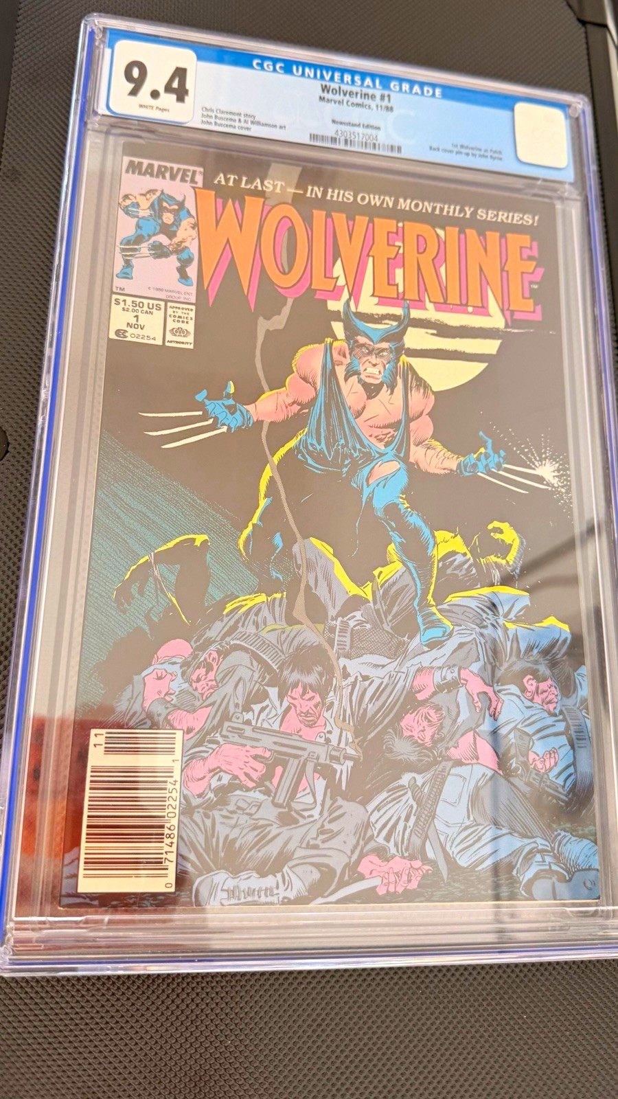 Marvel Comics Wolverine #1 US Comic CGC 9.4 Newsstand Edition 1988