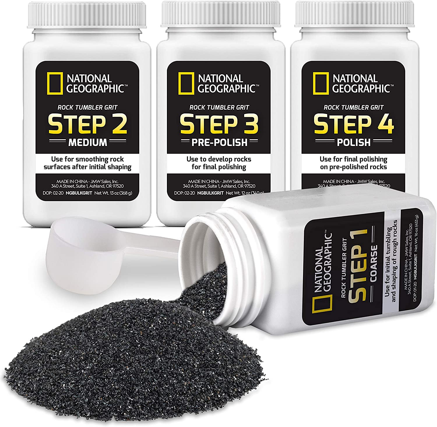 NATIONAL GEOGRAPHIC Rock Tumbler Grit and Polish Refill Kit - Tumbling Grit Medi