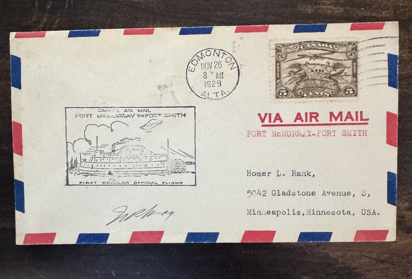 1929 Canada FFC Cover Signed WOP MAY WWI ACE - Last Pilot Chased by Red Baron