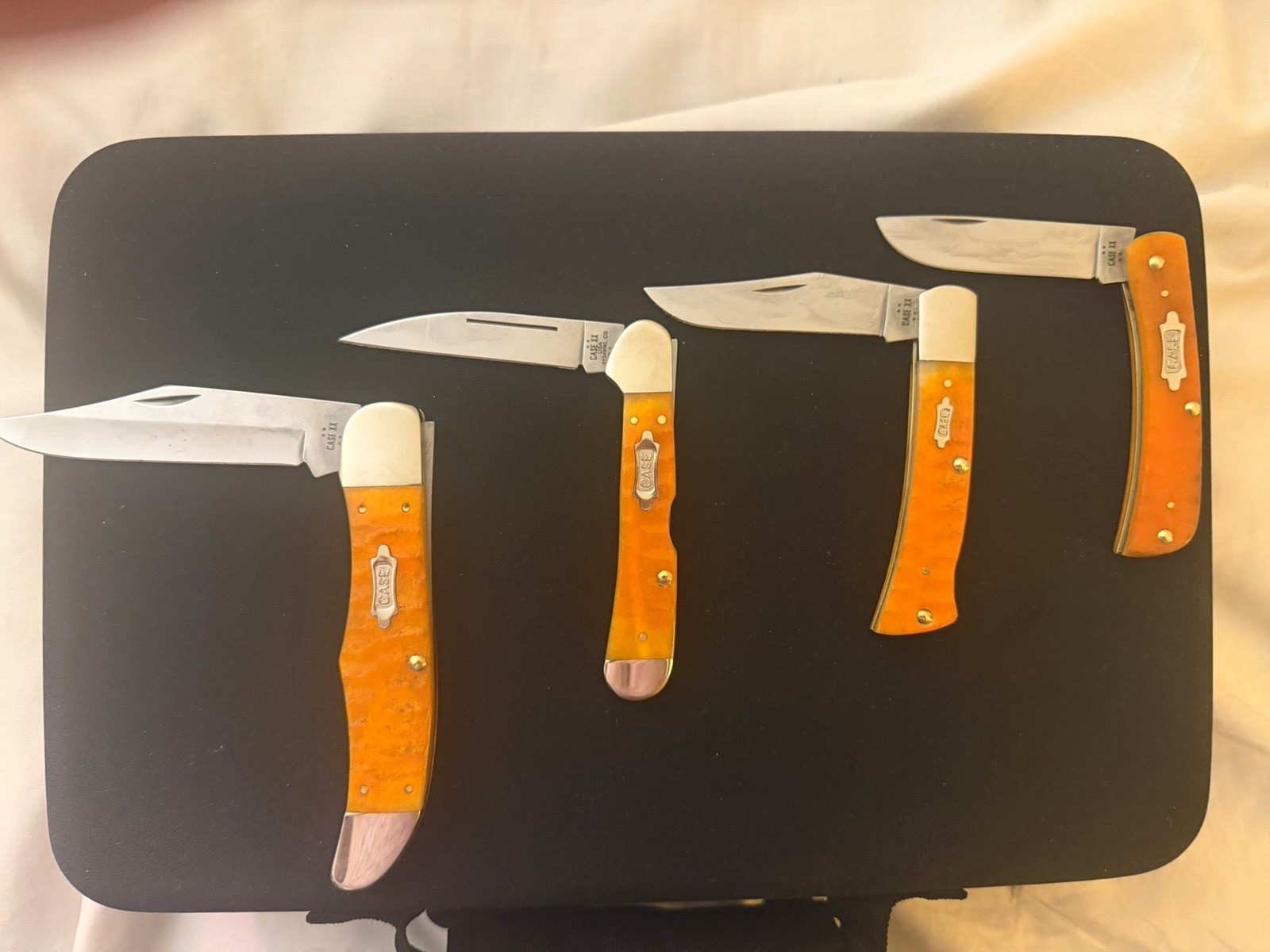 Case Case XX Lot of 4 Wood Handle Pocketknives, SS Clip Point, Nail File