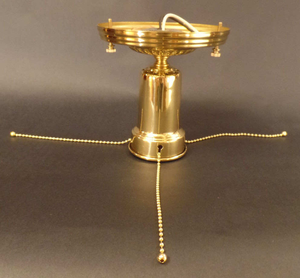 New Polished Brass Bead Chain 3 Hole Shade Ceiling Light Fixture Hardware Set New Polished Brass Bead Chain 3 Hole Shade Ceiling Light Fixture Hardware Set