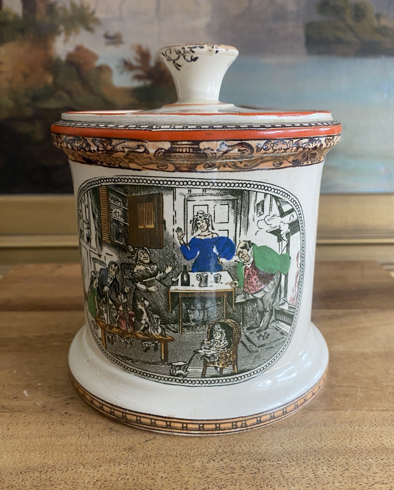 ADAMS Oliver Twist Dickens TOBACCO JAR HUMIDOR Antique 1920s