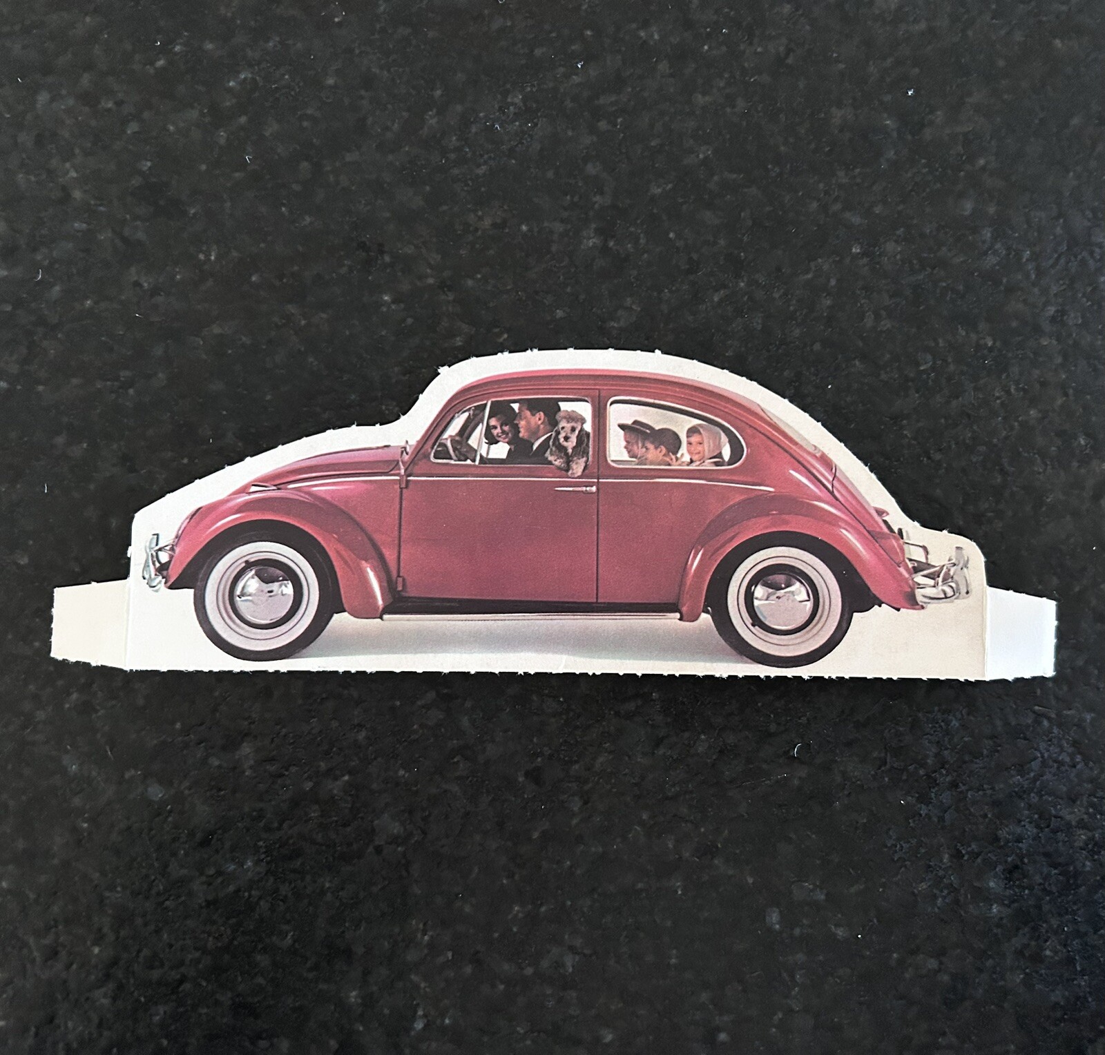 Vtg 1970s Volkswagen Red VW Beetle Die Cut Advertising Display Card