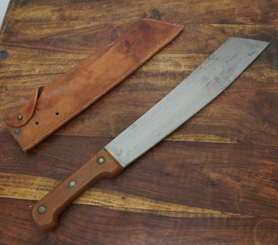French Colonial Senegalese Coup Coup Machete w/ Leather Scabbard - 