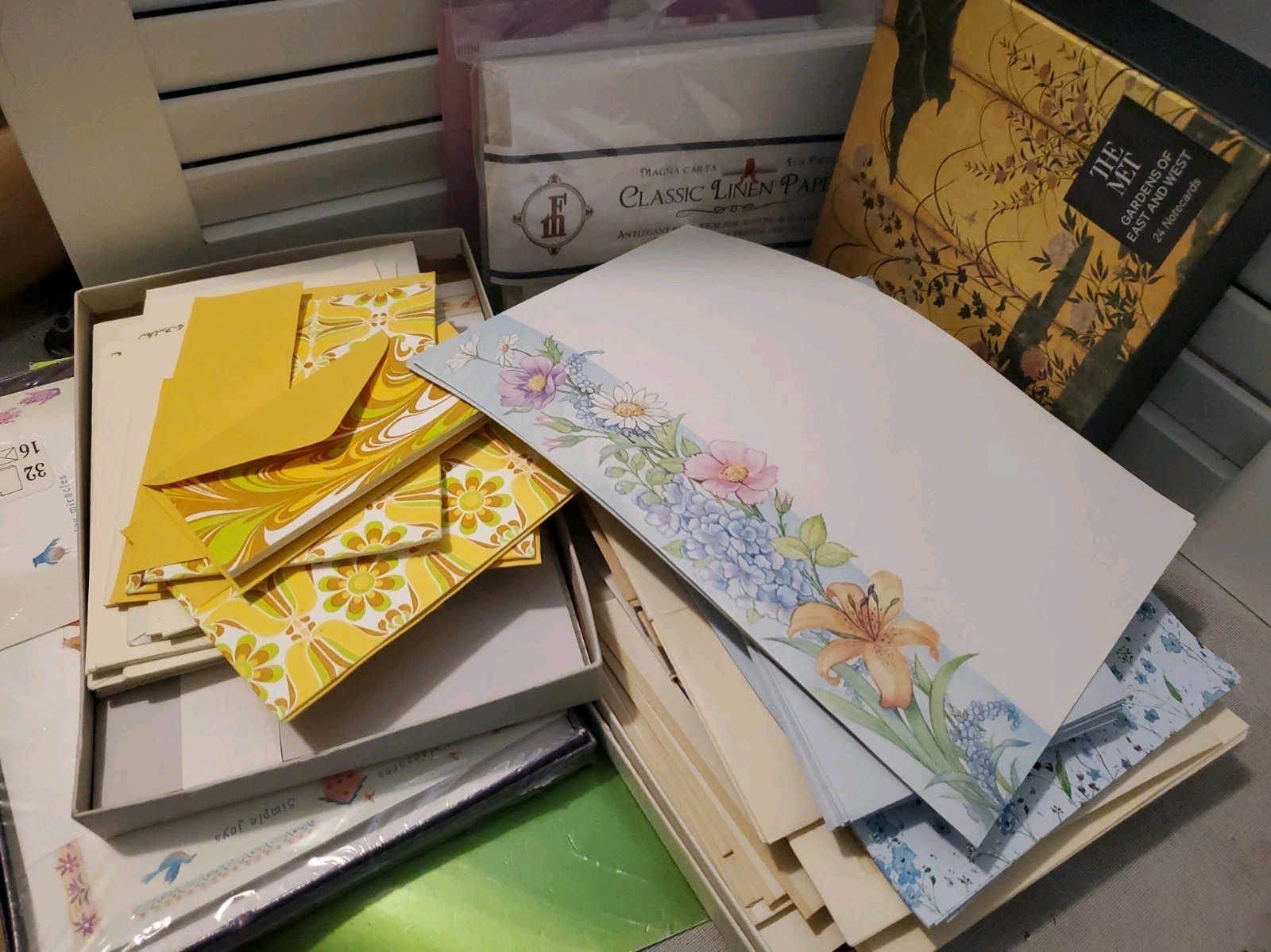 VTG Stationery Note Card Lot The Met Classic Linen Retro Floral Open Boxes VTG Stationery Note Card Lot The Met Classic Linen Retro Floral Open Boxes