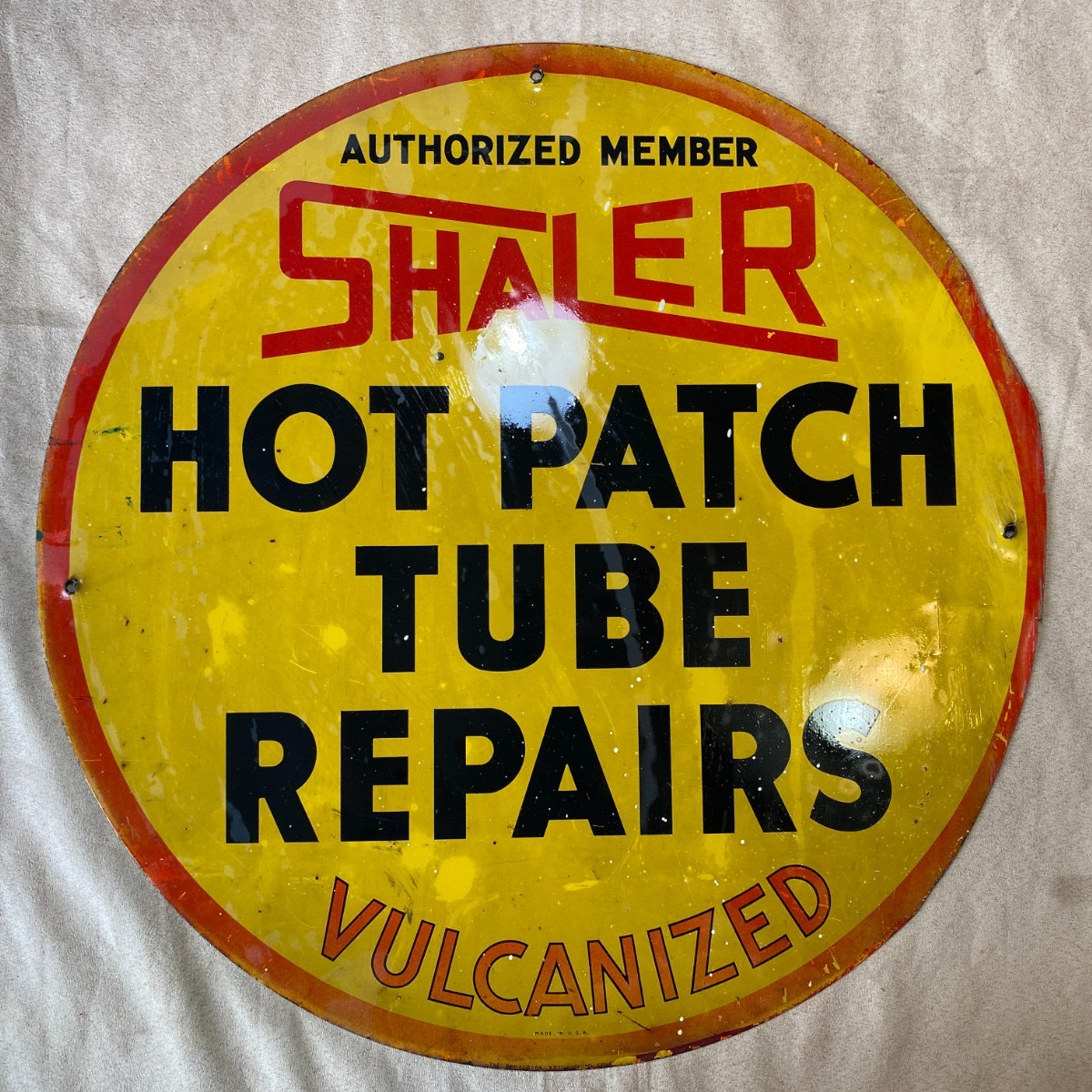 Extremely RARE Vintage Original 1920\'s 1930\'s Sheler Hot Patch Tube Repair Sign Extremely RARE Vintage Original 1920\'s 1930\'s Sheler Hot Patch Tube Repair Sign