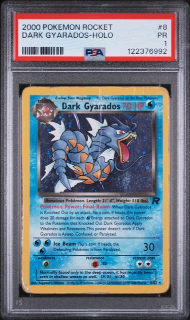 2000 POKEMON ROCKET #8 DARK GYARADOS-HOLO PSA 1 2000 POKEMON ROCKET #8 DARK GYARADOS-HOLO PSA 1