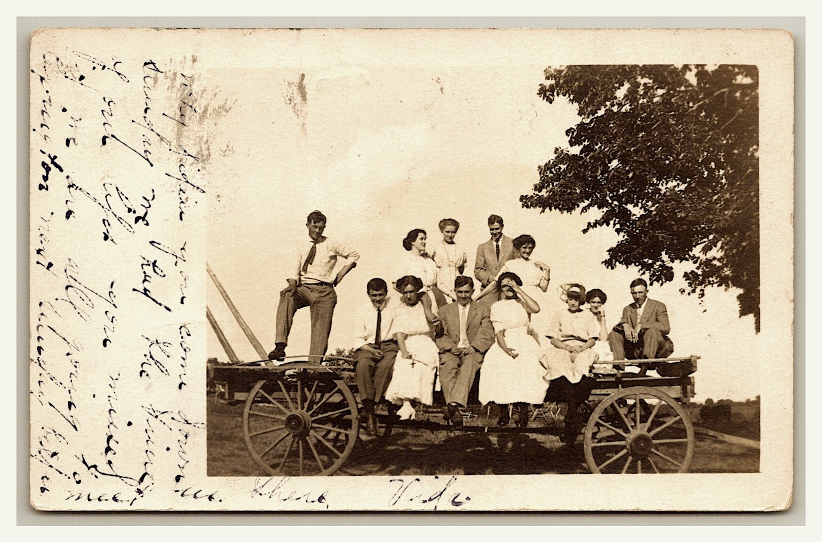 RPPC Richmond MO ~ Local guys & gals on Wagon Missouri