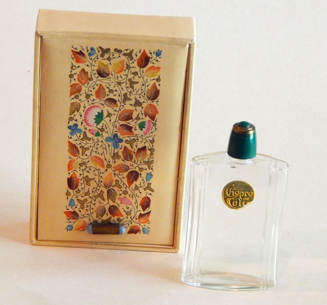 Vintage Coty Chypre Perfume Bottle in Box, Empty But Perfume Stain Inside Box