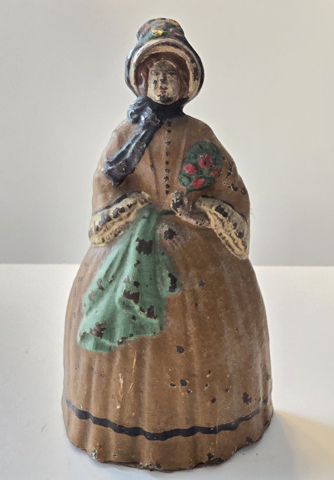 Antique Hubley Colonial Dame Cast Iron Doorstop - original paint - 8-1/4