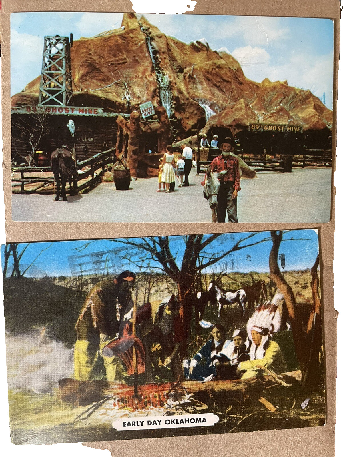 Native American Oklahoma Vintage Postcards Lot of 2 Frontier City Ghost Mine Native American Oklahoma Vintage Postcards Lot of 2 Frontier City Ghost Mine