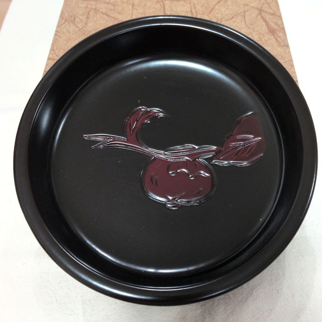 Kamakura-bori Persimmon Lacquerware Confectionery Bowl 5.5 Sun Round Unused
