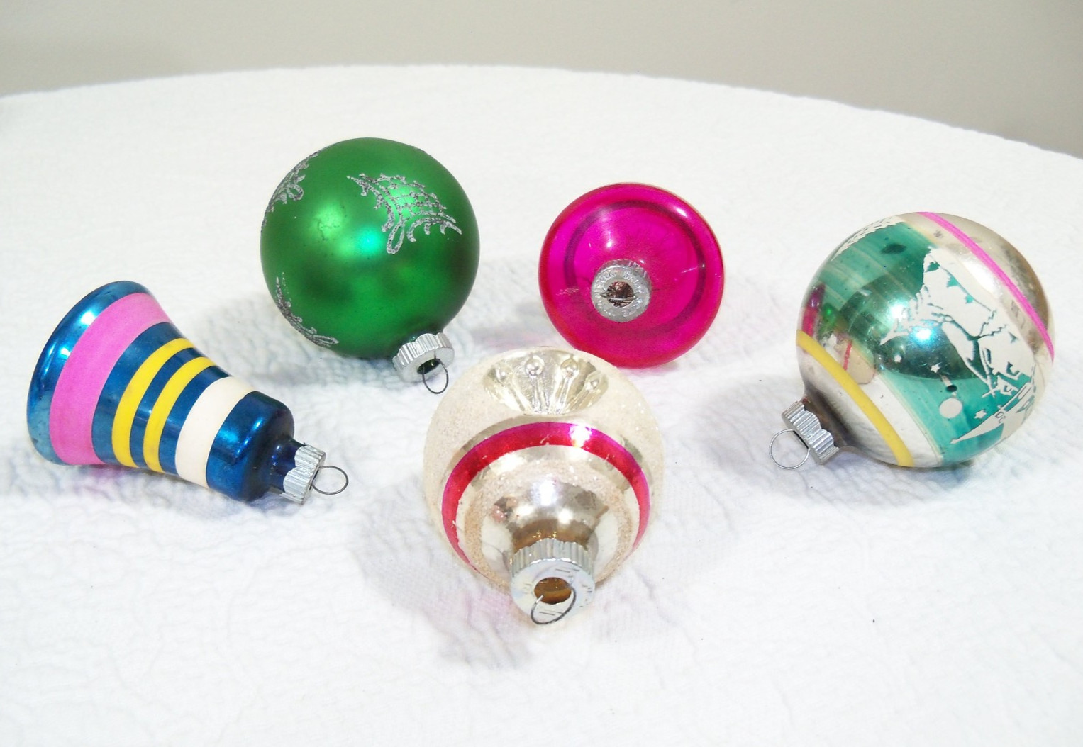 Vintage Ornaments, Shiny Brite & USA 10, Lot of 5