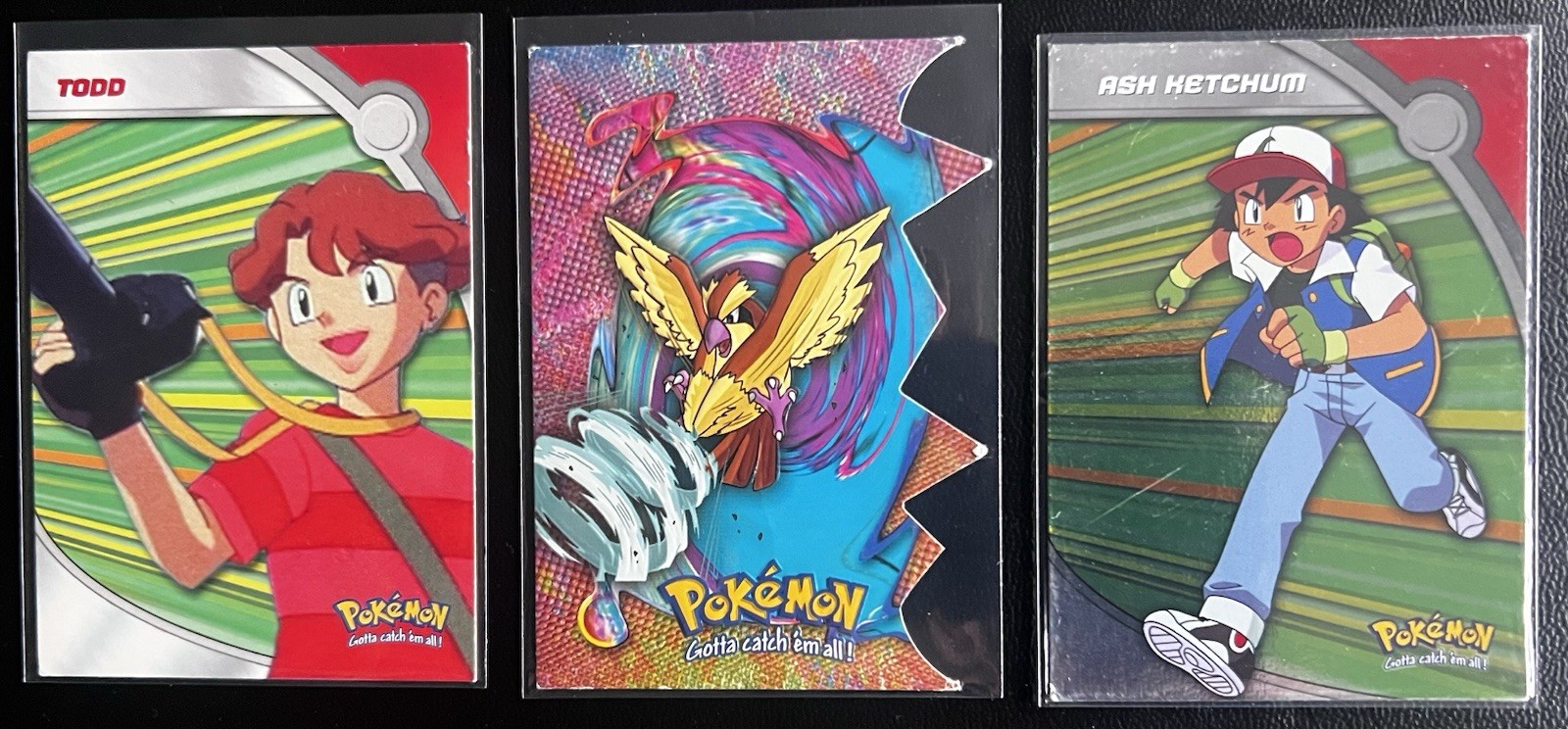 Vintage Pokemon Topps 3 Card Bundle Ash Todd Pidgey Die Cut Holo 2000