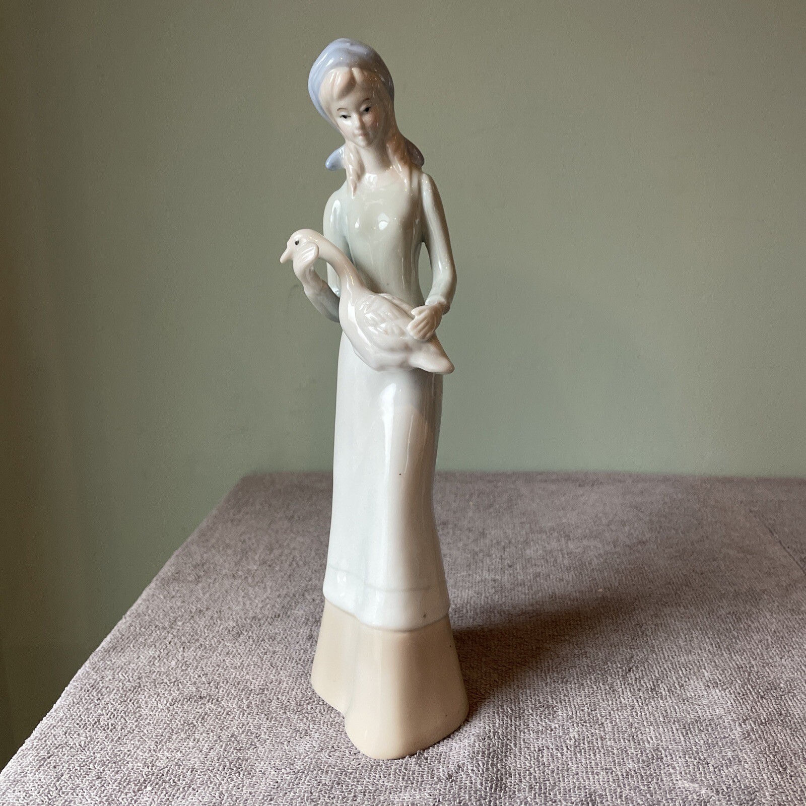 Vintage Girl Holding Goose Ceramic Figurine 11