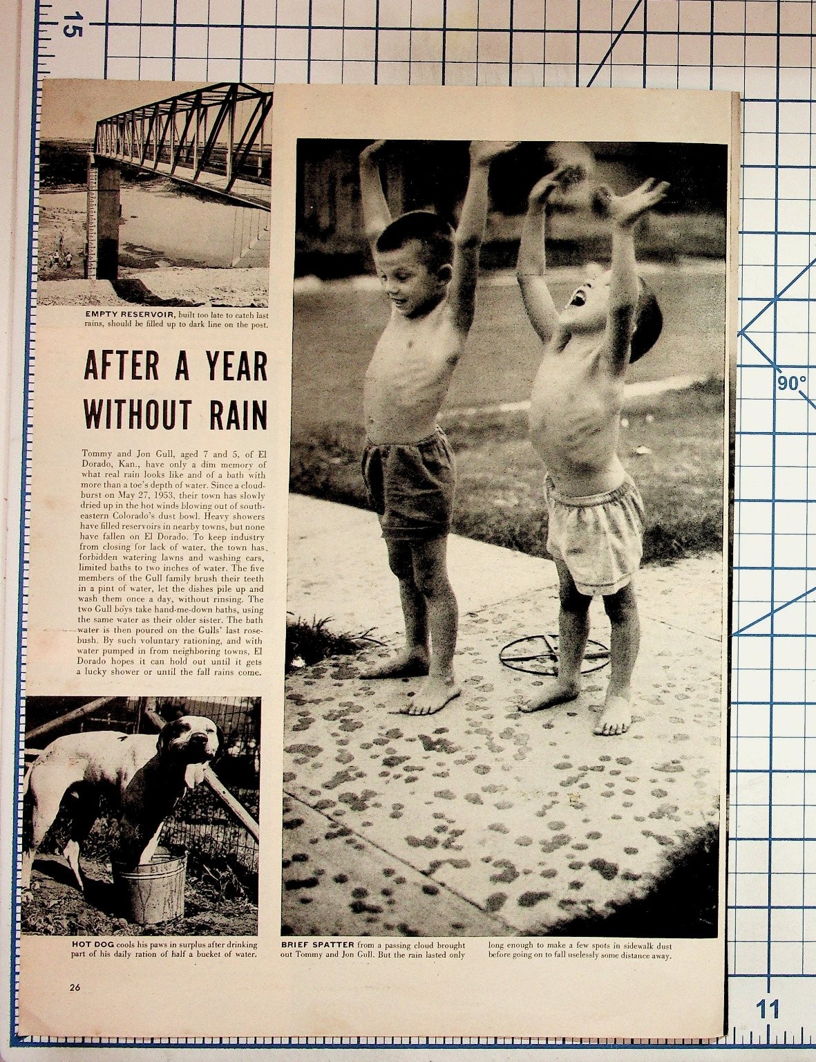 1954 El Dorado Kansas Drought Magazine Article Boys Rain Dog Reservoir