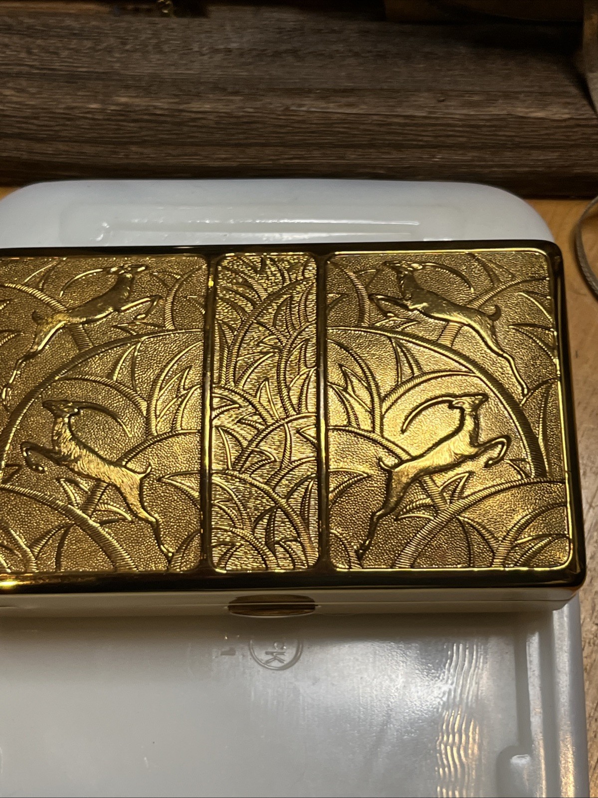 Vintage ELGIN AMERICANA Gold Art Deco Style Miniaudiere Makeup Compact with Case