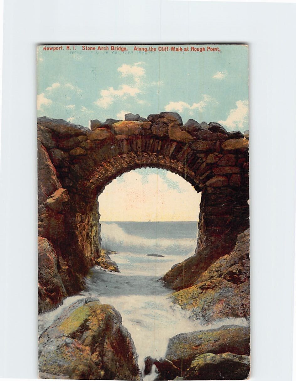 Postcard Stone Arch Bridge Along the Cliff Walk at Rough Point Newport RI